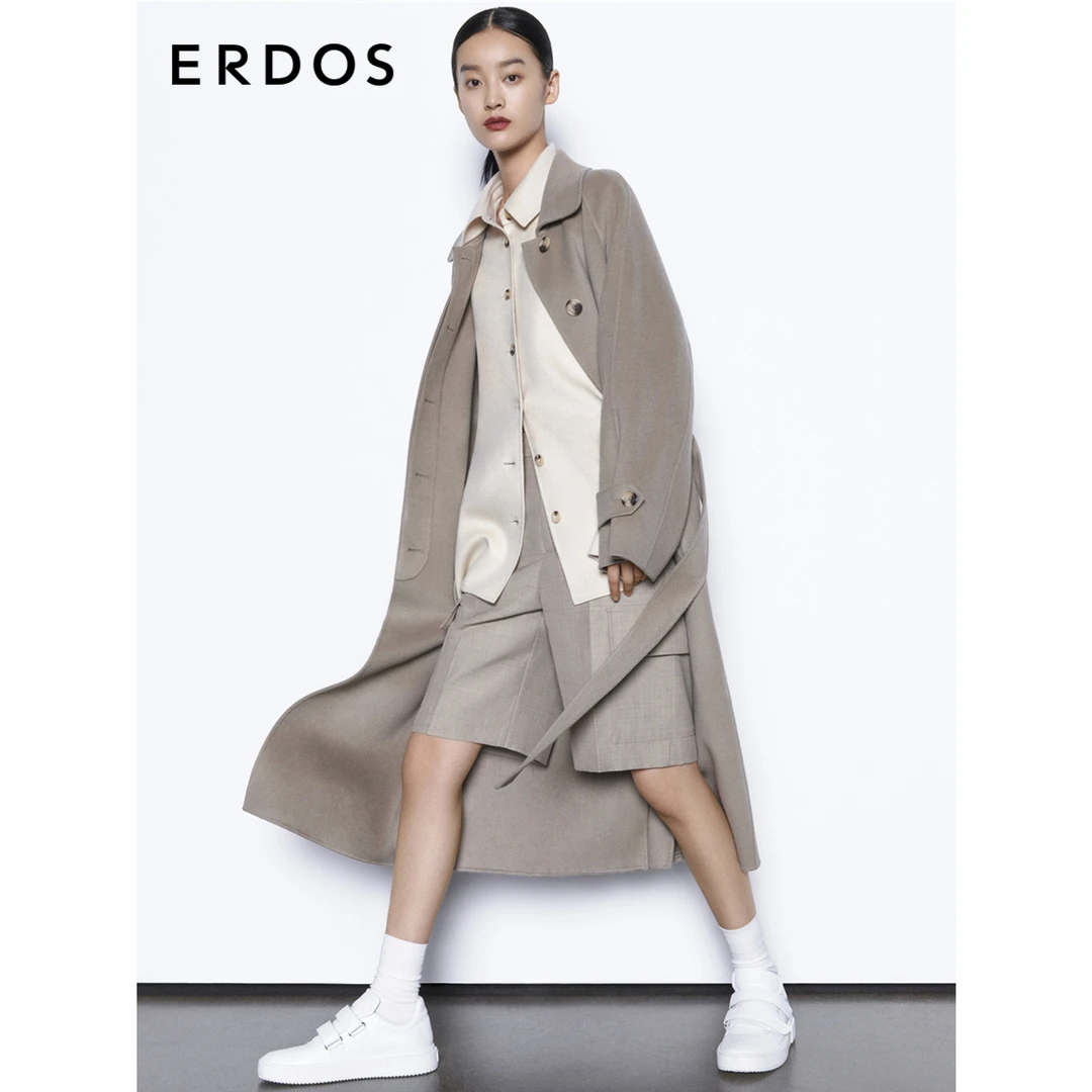 ERDOS 绵绵羊毛桑蚕丝秋冬复古宽松毛呢大衣