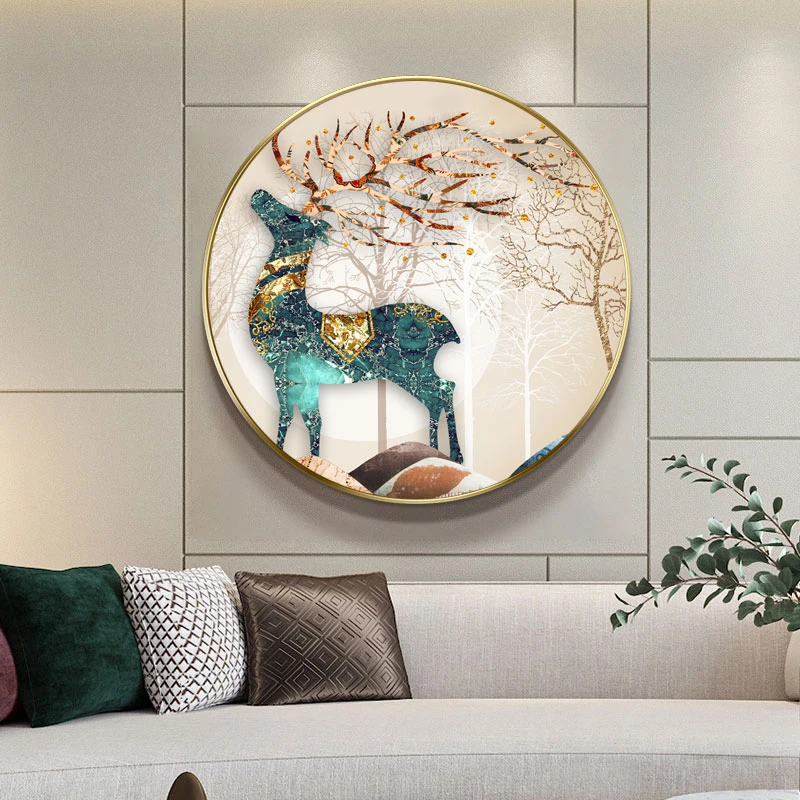 【DC/蒂彩】2022款满钻欧式麋鹿圆框画手工Diy砖石绣装饰画十字绣