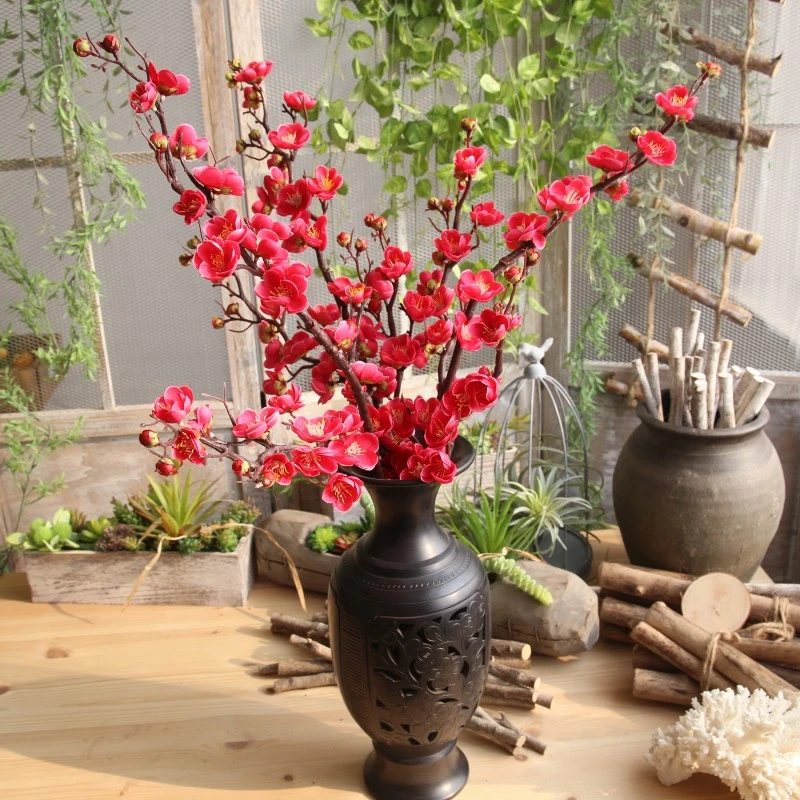 梅花仿真花腊梅假花中式家居装饰绢花禅意插花客厅摆件塑料花树枝