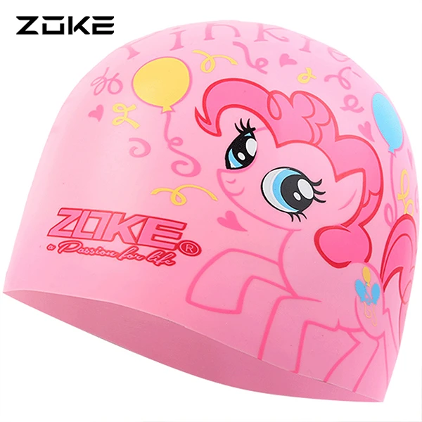 Zoke/洲克儿童泳帽硅胶女童不勒游泳帽女孩长发防水护耳泳镜泳衣