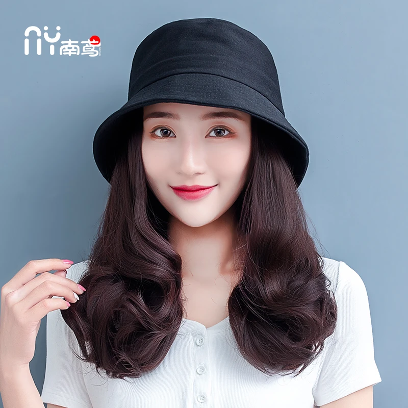 假发帽子可拆卸夏季一体女时尚网红潮流自然仿真中长短卷发渔夫帽