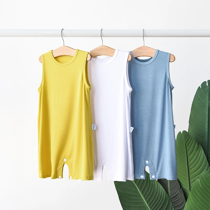 昊贝比宝宝背心连体衣婴儿哈衣哈衣夏季薄款套头爬爬服睡衣清凉