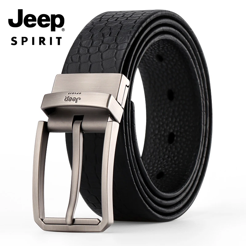 JEEP吉普皮带男士针扣休闲时尚真皮商务青年中年头层牛皮男裤腰带