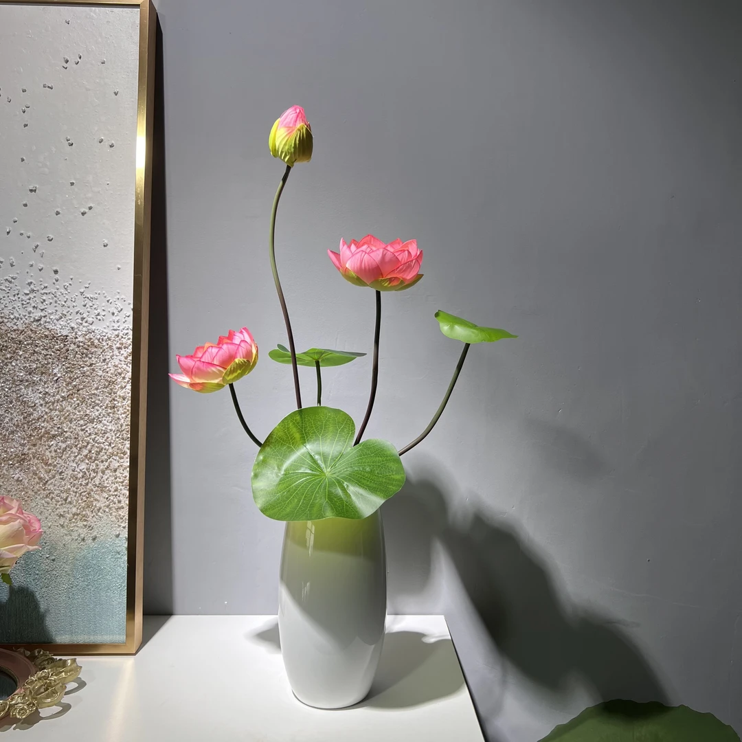花妍新中式茶几书房仿真花绢花假花荷花套装