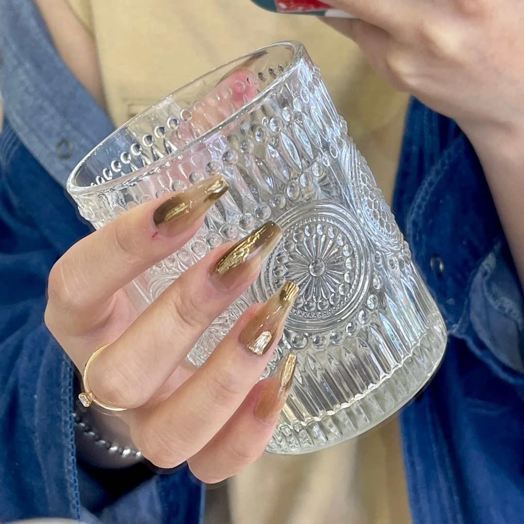 SISTER姐妹 美式咖啡 高定纯手工穿戴甲ins显白中长款温柔美甲