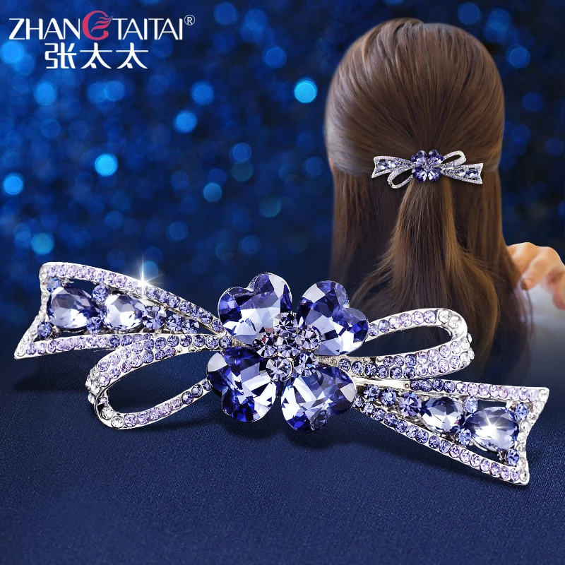 锌合金玻璃发饰 发夹后脑勺发卡女顶夹一字夹成人蝴蝶结卡子