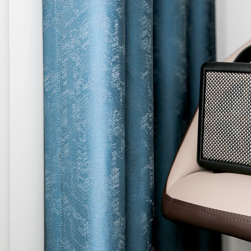 2023年新款轻奢窗帘客厅定制卧室北欧现代遮光高档美式蓝色全遮光