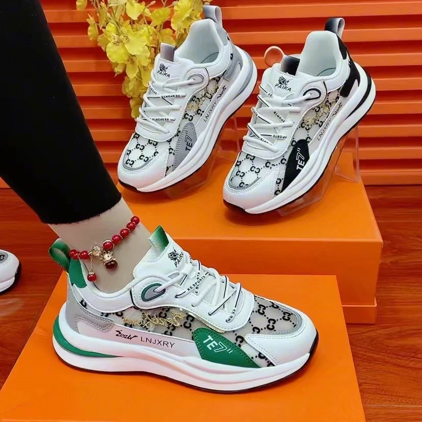 【欧根纱】夏季透气网面男女情侣运动休闲百搭时尚潮流软底老爹鞋