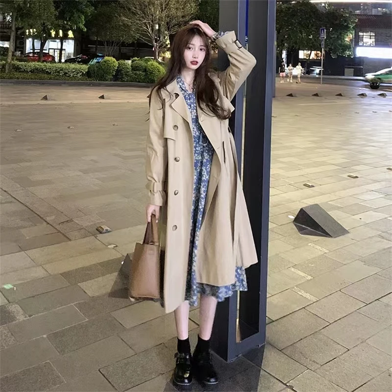 根据主播念到名字去拍备注编号秋季女装过膝中长款英伦风卡其色