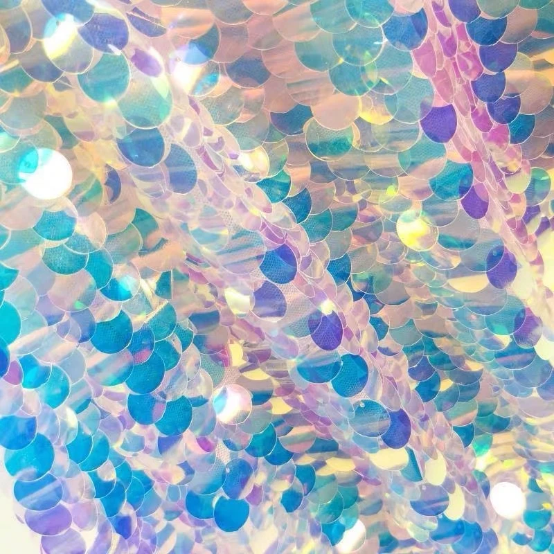 幻彩镭射激光亮片布料 鱼鳞亮片 婚庆直播装饰背景墙布料 ins拍照