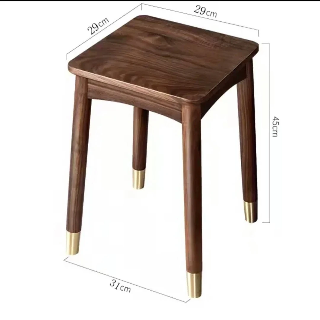 黑胡桃木圆脚餐厅餐桌凳茶桌凳现代简约家用轻奢餐凳29*29*高45