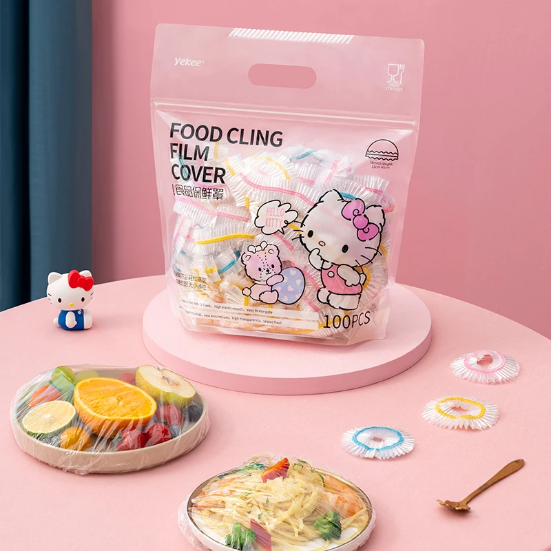 宜洁保鲜膜套食品保鲜罩三丽鸥家用冰箱食物保鲜一次性松紧口碗罩