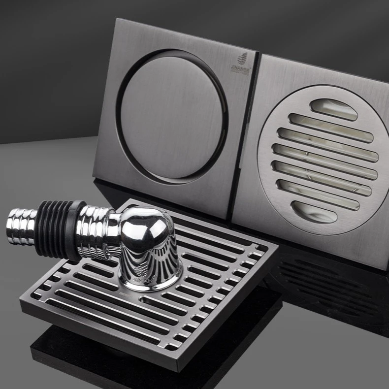 JINAN/金案免费安装枪灰色全铜耐用防虫地漏直通式排水快防虫防臭