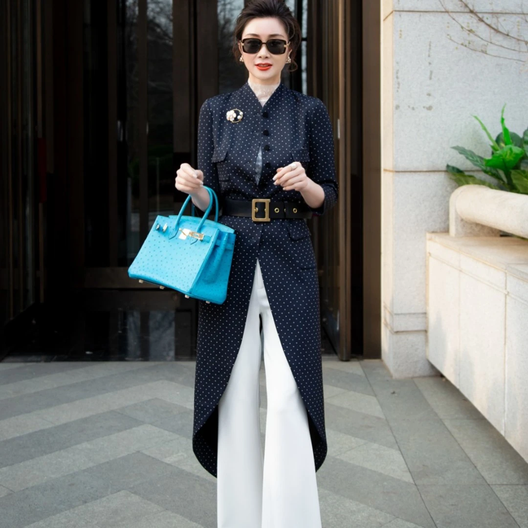 EDFNOT/杨红霞汝意HY25518波点燕尾式外套