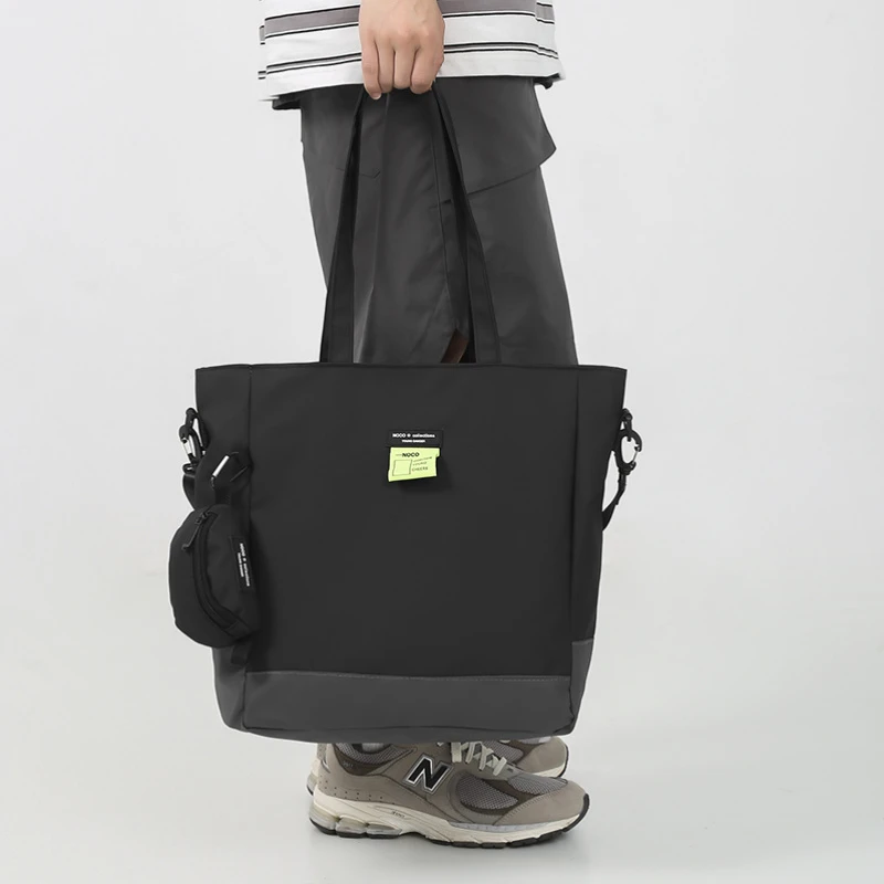 帆布包男士大容量休闲潮牌学生ins潮上课百搭单肩包斜挎包手提袋