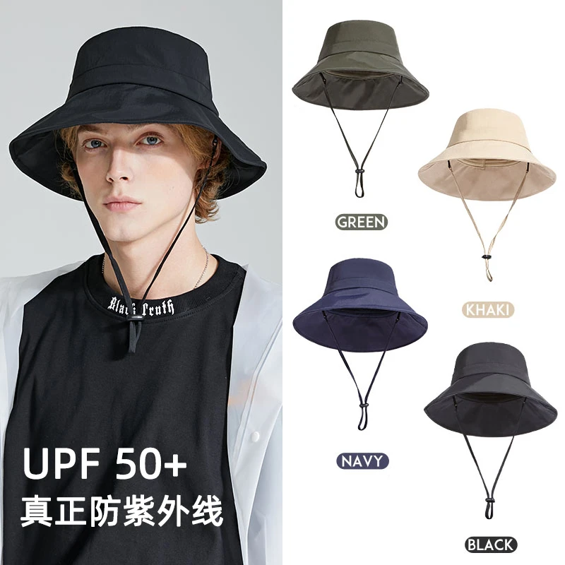 明星同款渔夫帽户外防紫外线遮阳帽男潮防晒太阳帽夏季大头帽子