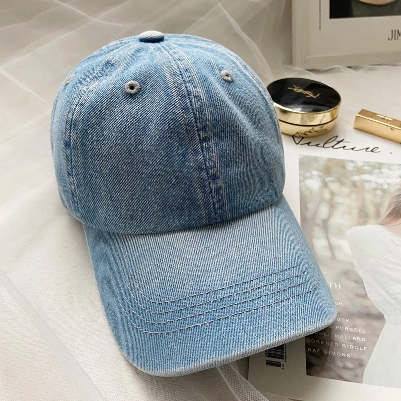 显白水洗蓝牛仔鸭舌帽女韩国东大门新款春夏遮阳棒球帽