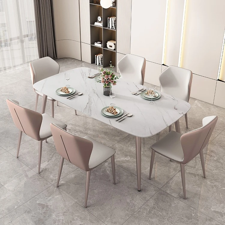 旺掌柜意式岩板餐桌椅组合简约现代小户型家用长方形桌子椅子