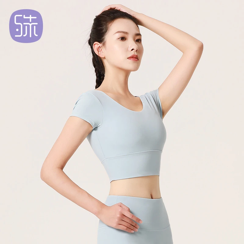 殊瑜瑜伽服女短袖运动T恤专业显瘦跑步紧身速干健身上衣时尚美背