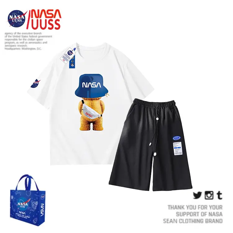 NASA线上联名情侣休闲运动跑步短裤套装