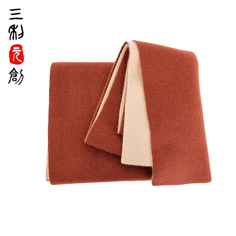 【亏】羊绒款 双色双面加厚纯色针织秋冬高级感围巾披肩 8036