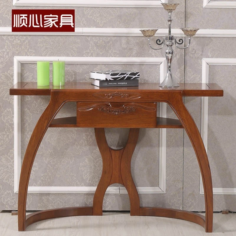 顺心家具现代中式纯实木家具海棠木实木玄关台玄关桌门厅柜装饰柜