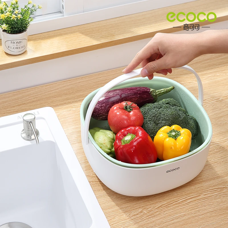 ecoco沥水篮厨房好物推荐分离式多层实用清洗水果蔬菜大容量神器