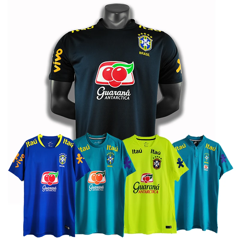 2021巴西国家队球衣圆领 立领Polo杉Brazil足球服赛前热身训练服