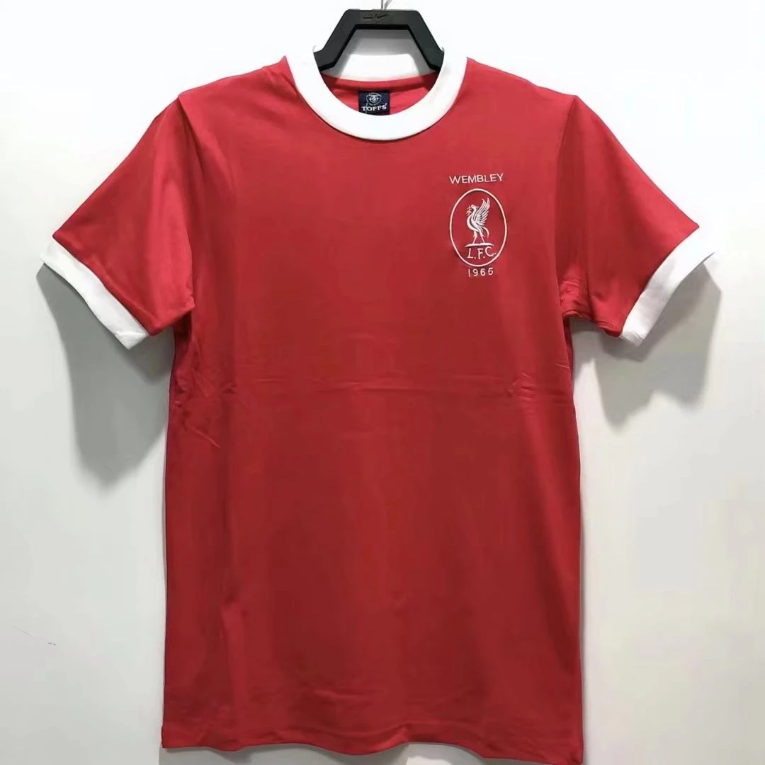经典纪念珍藏复古足球服1965复古利物浦主场短袖红色球衣运动圆领