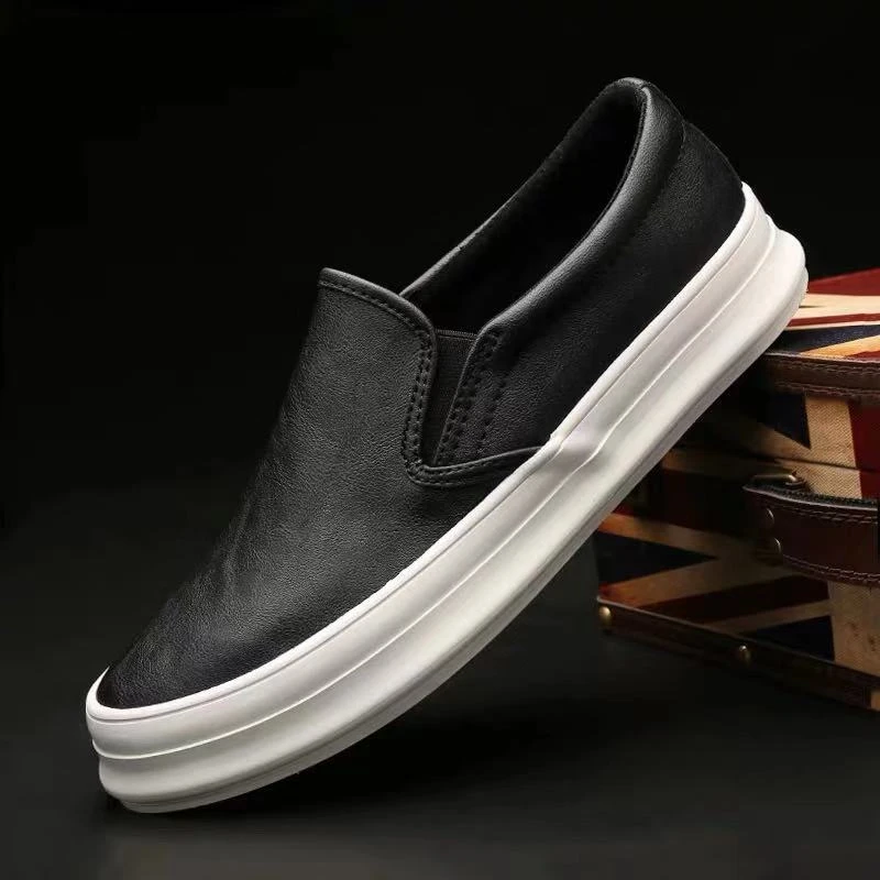 宝达男鞋春季潮流休闲皮鞋韩版舒服一脚蹬板鞋防水加绒二棉鞋男士