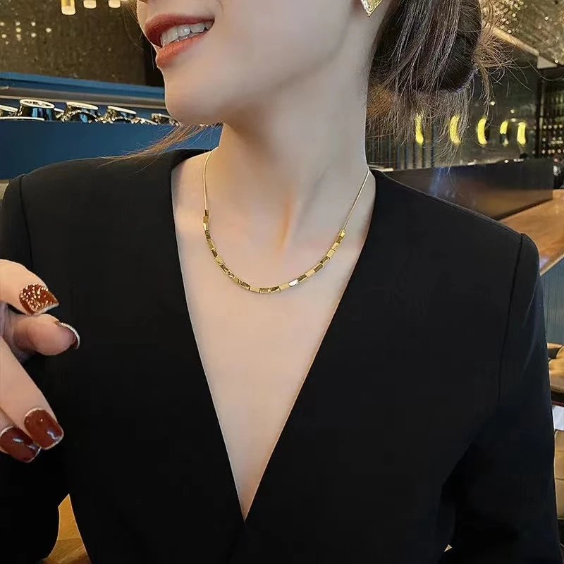 -/卡梵佩 钛钢项链 卡梵佩 简约时尚方款项链  精美礼盒