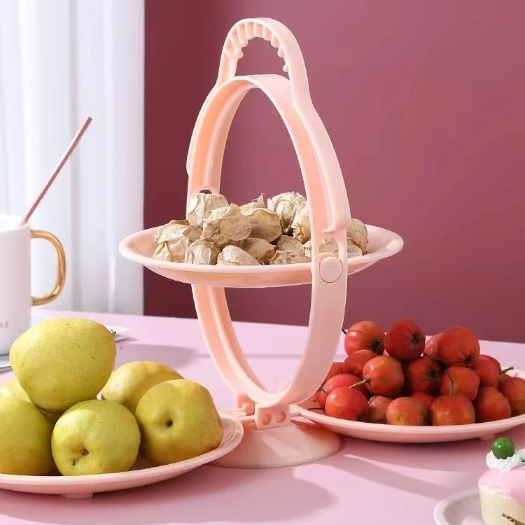 【新疆西藏包邮】现代折叠双层塑料水果盘家用