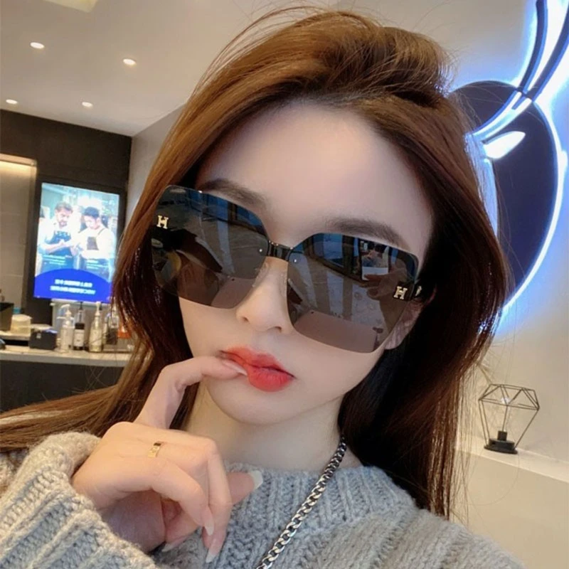 【大静静专享】H无框切边时尚百搭墨镜方框防紫外线太阳镜女男女款