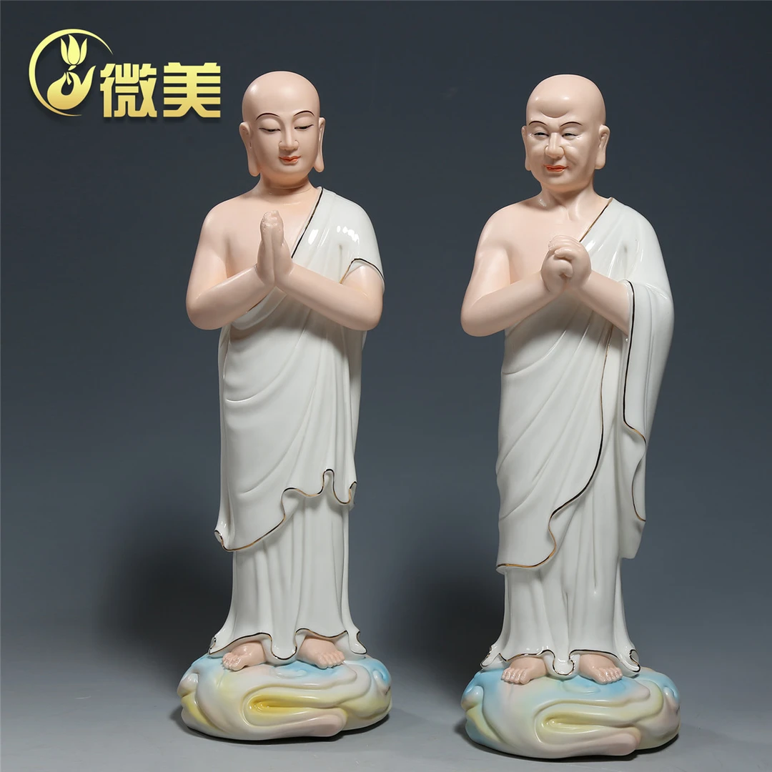 微美陶瓷阿难尊者迦叶尊者站像释迦牟尼佛协侍神像居家家供摆件