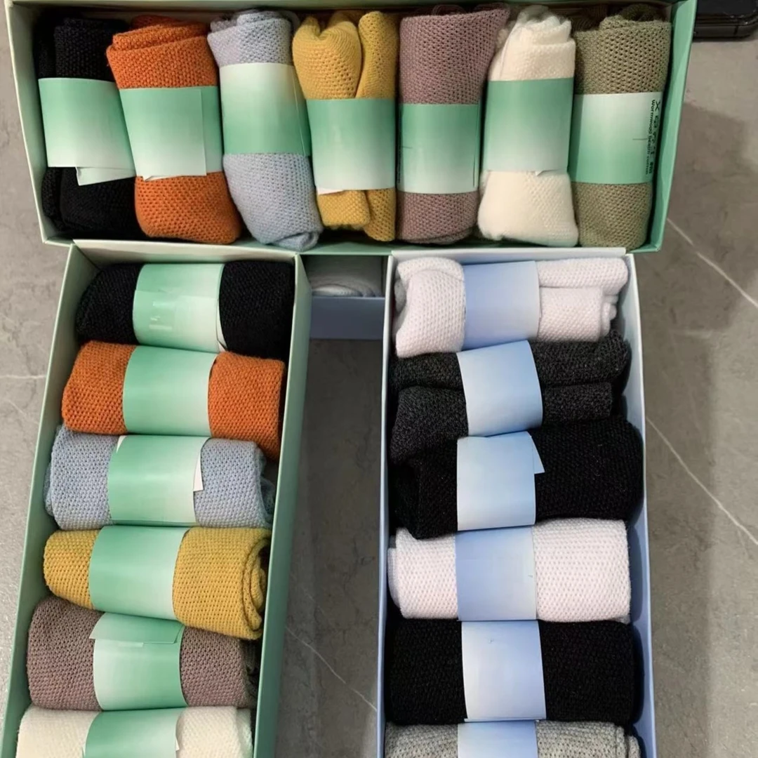 防臭礼盒装男女士网眼短袜棉袜袜子纯色成人薄款春夏简约风