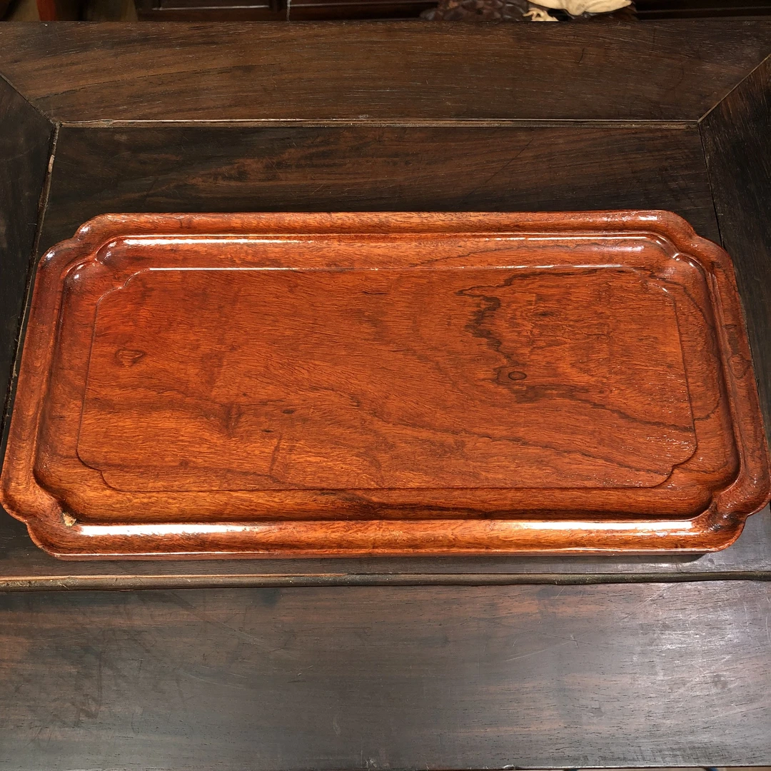 fq2278缅花红料整木制作独板文盘，长宽高33/16.7/2.0cm重741.2g