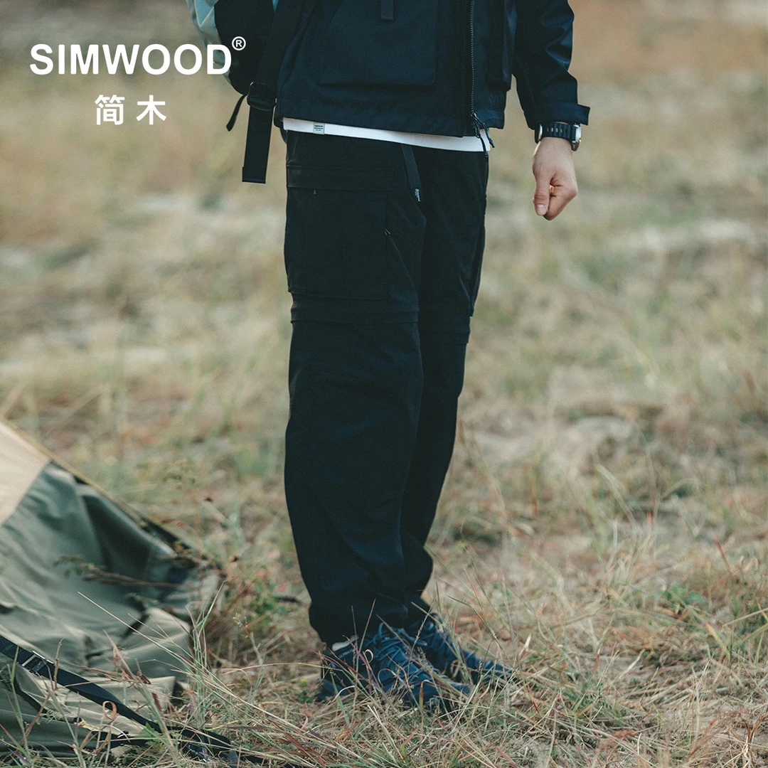 SIMWOOD/简木【超宽松版型】可拆卸速干直筒工装休闲裤SL220074