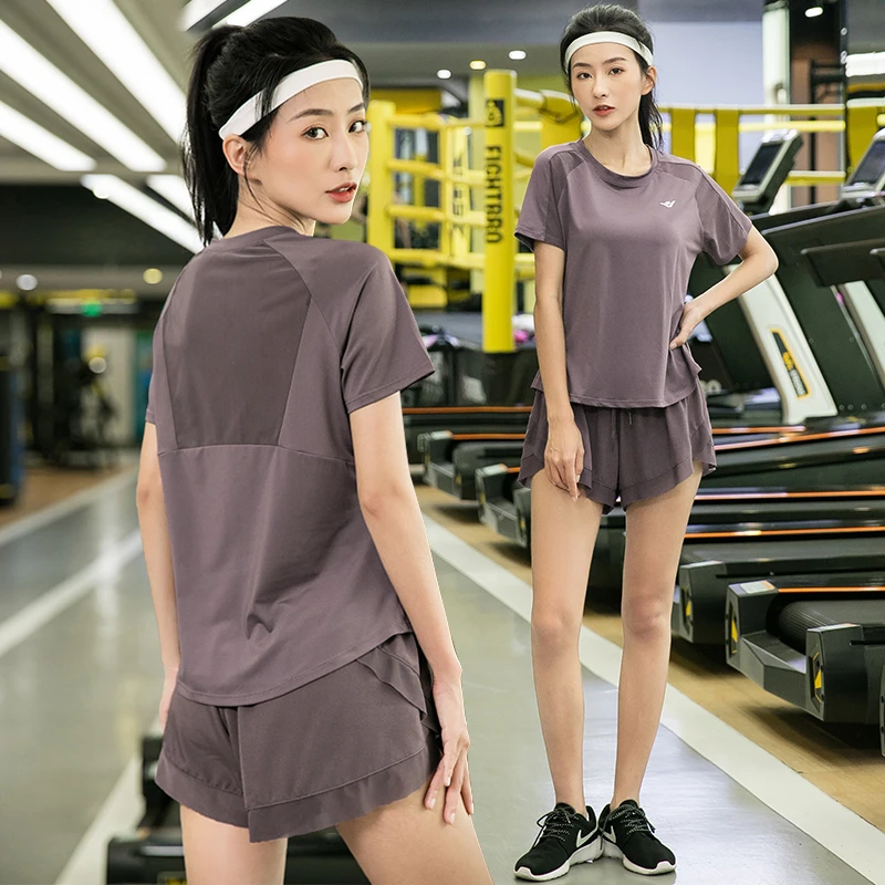 女夏季宽松运动短裤套装薄款跑步速干衣晨跑瑜伽服1182