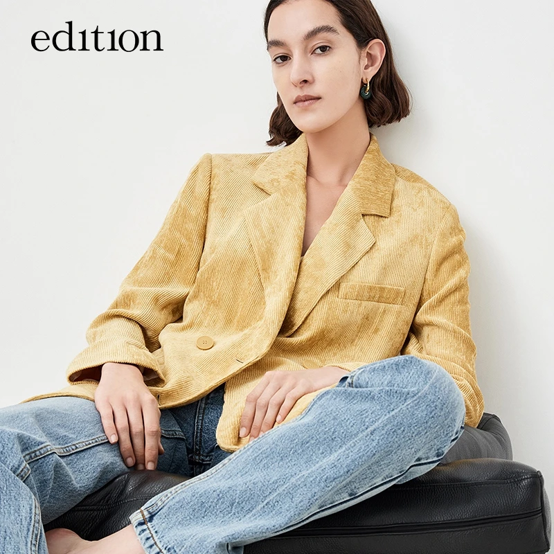 edition西装外套秋款小众气质灯芯绒西装女绅士西装#EBA3BLA001