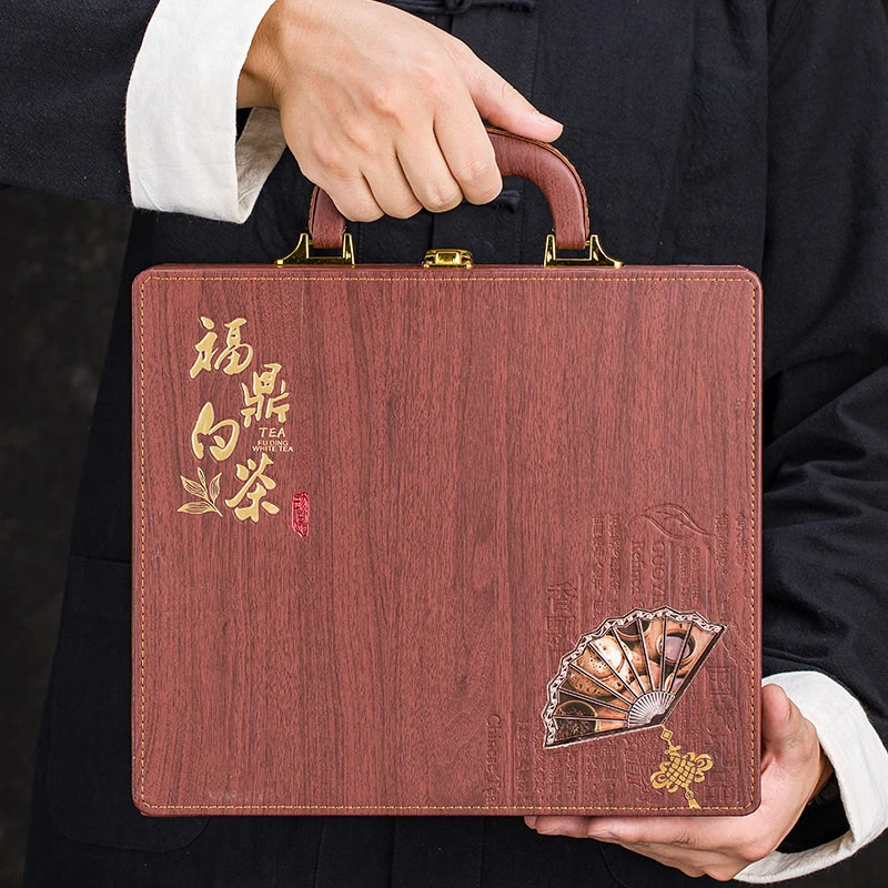 福鼎老白茶寿眉茶饼皮质礼盒装过节茶叶送礼礼品茶伴手礼佳品礼物