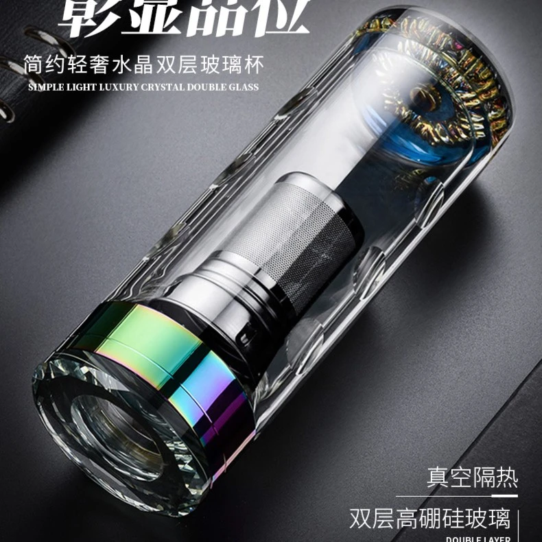 【九州同】古法九眼杯茶水分离玻璃杯320ml360ml双层耐热透明
