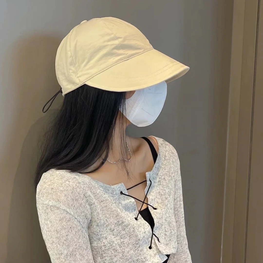 赵露思同款遮阳帽子女夏ins韩版抽绳轻便防紫外线防晒遮脸渔夫帽