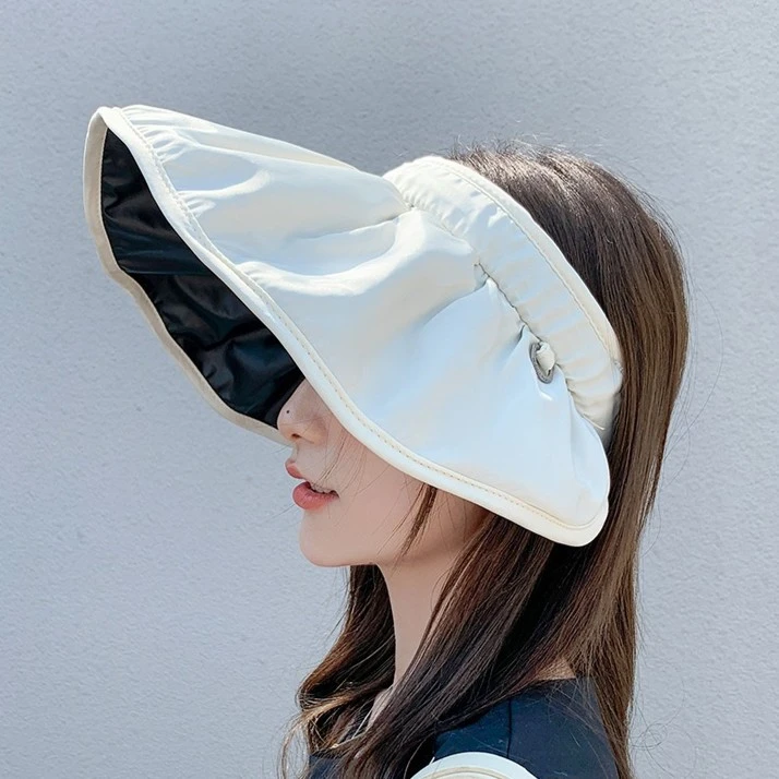 UV黑胶贝壳帽防晒帽女防紫外线遮阳帽空顶太阳帽子遮脸女夏季