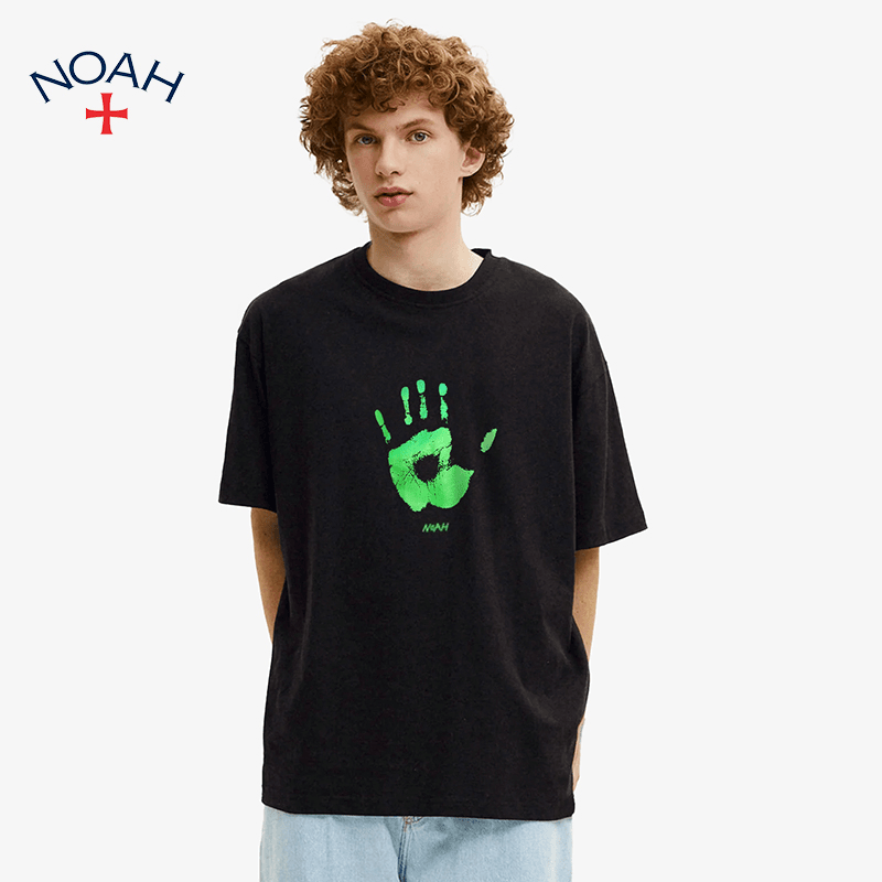 NOAH短袖T恤男女款2022新款美式潮牌圆领绿手掌印花宽松情侣款