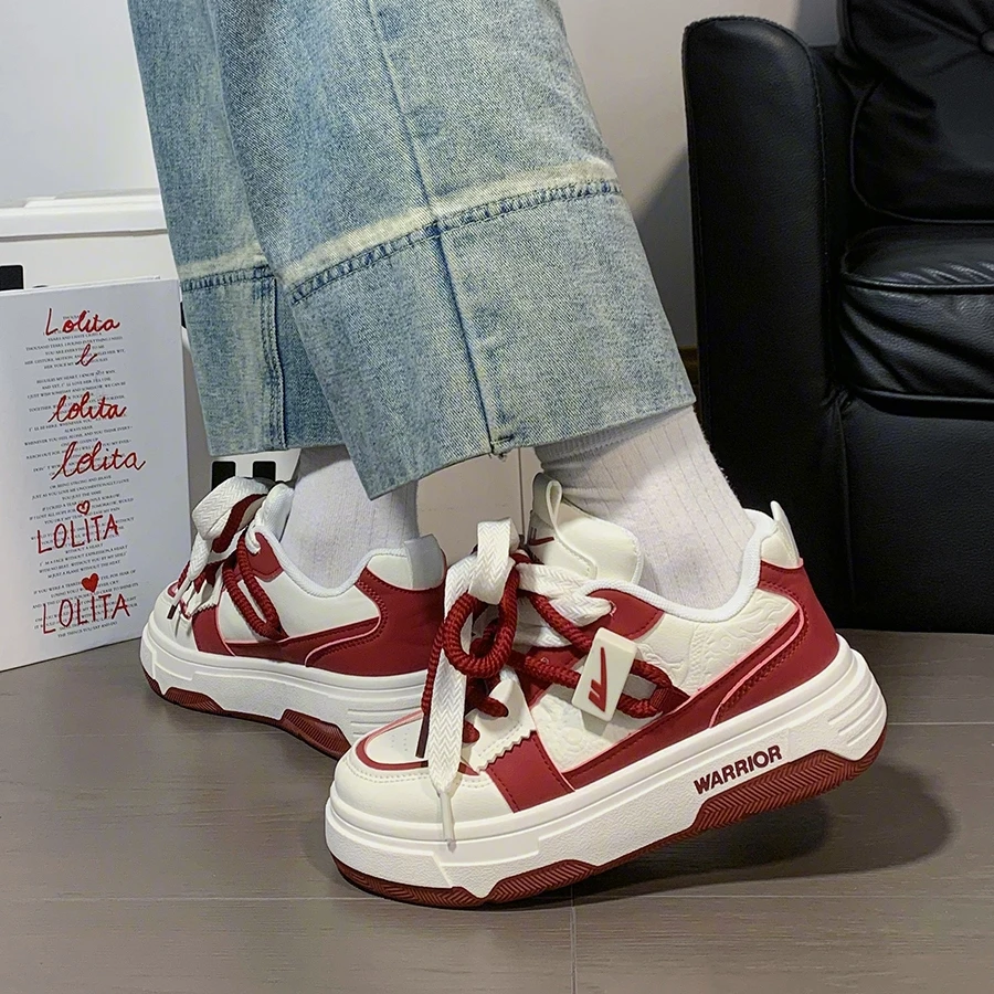 回力红色女鞋小白鞋女2025春秋新款厚底增高休闲鞋百搭韩版板鞋女