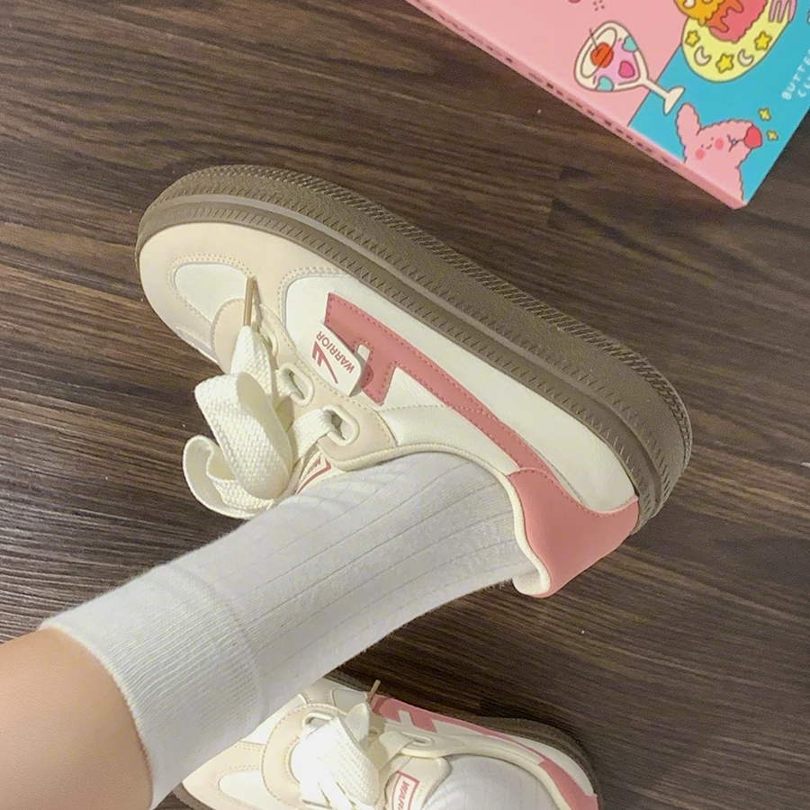 回力蜜桃粉德训鞋女2025新款百搭复古帆布鞋子厚底增高简约小白鞋