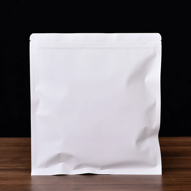 普洱茶叶饼包装袋子加厚纯铝白色自拉链储存密封防潮牛皮纸收纳袋
