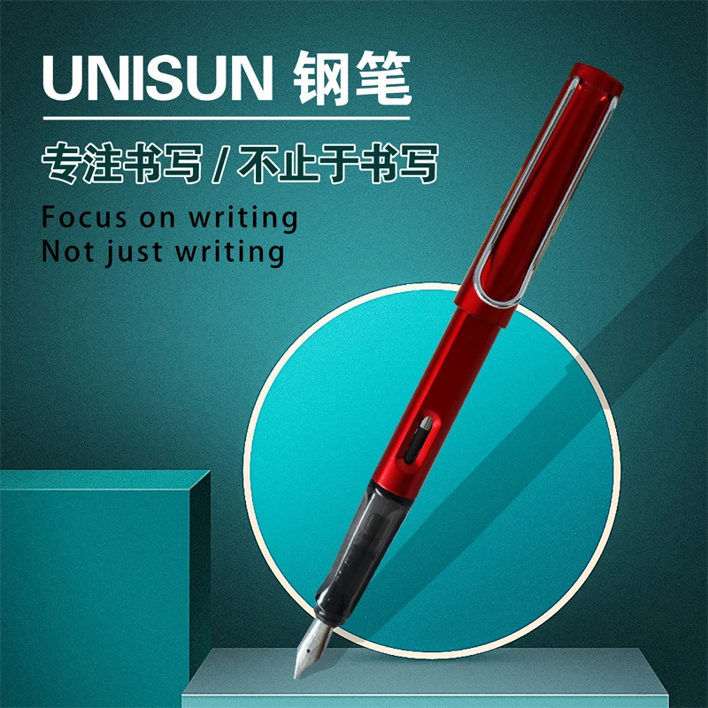 UNISUN小学生矫正握姿练字EF0.38mm铱金吸墨墨囊双用笔尖明尖钢笔