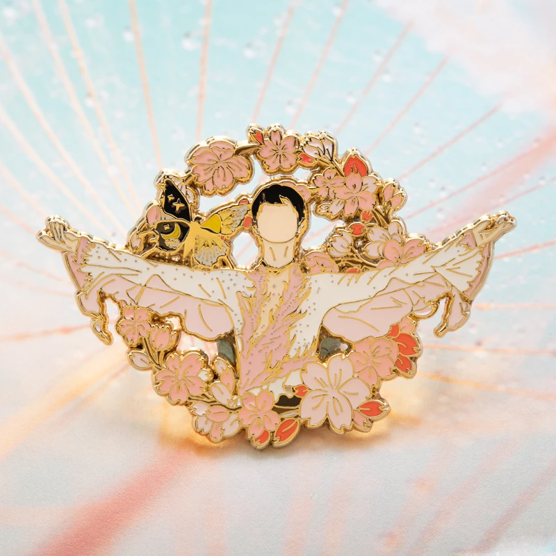 羽生结弦周边化蝶金属徽章胸针同款饰品挂件痛包装饰勋章柚子礼物