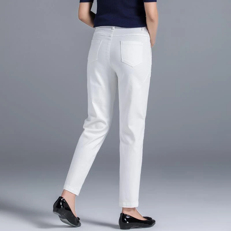 白色裤子女款爆款2025新款秋季九分宽松高腰胖mm大码女装休闲裤女